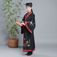 黑色男款 120cm 六一儿童书童服装国学服古装汉服朗诵服装男女三字经弟子规表演服