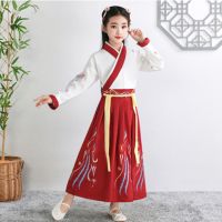 女童直袖红色 110 儿童古装汉服女童国学男童小学生表演服三字经书童开笔礼演出服装