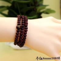 [6mm枣红佛108颗] 檀香小佛珠手链 紫檀木佛珠多层男女手串沉香木108颗木质手饰手镯