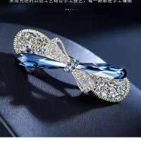蓝色 高档水钻发卡头发夹子头饰后脑勺顶夹蝴蝶结发夹女闪耀弹簧夹发饰
