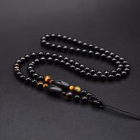 虎眼石款通长款周长62-65厘米左右 黑玛瑙脖子玉石翡翠吊坠珠链挂绳男女佛牌坠绳黑曜石平安扣毛衣链