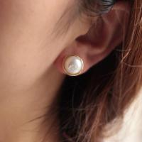 直径8-9mm无痛耳夹白色 天然珍珠蚊香盘耳夹复古法式绕线包边港味无痛耳钉耳环女没有耳洞