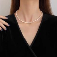 4A小米珠[4-5mm] 33cm+6cm 天然迷你5A级小米珠淡水珍珠项链法式chic锁骨链女百搭经典4-5mm