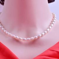 真珍珠项链简约款 2021款真品淡水7-8米珠颈饰天然珍珠项链钻球时尚气质女锁骨链礼