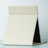 小号PU镜(17*12cm)米色 镜子化妆皮革高清折叠随身大号宿舍台式家用创意化妆镜子小星座镜