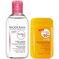 粉水250ml+防晒30ml 卸妆水温和不刺激深层清洁眼唇卸妆液补水清爽防晒霜护肤品