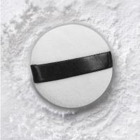 黑丝带植绒粉扑(3片袋装) 胡椒粉散发小散粉分装盒小号盒子空盒带粉扑迷你便携式网格带粉扑