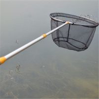 [黄套加固款]杆长1.5米 杆子不带网头 不锈钢抄网黄套加固加厚2.53米4米5米折叠网头捞鱼网渔具垂钓装备