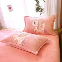 彩虹马[保暖防静电] 48cmx74cm 雪花绒枕套1只 冬季保暖加绒枕套一只单人雪花绒枕芯套毛绒绒珊瑚绒枕头套