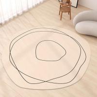 慕斯-奶白 圆 直径80cm 日式侘寂风不规则地毯客厅卧室床边简约茶几毯房间家用异形地垫