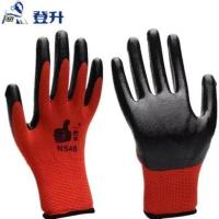 12双红纱黑胶N548手套 L 登升一把手N538N548防护劳保手套透气耐磨灵活柔软防油防滑