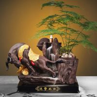 新大号运势如虹-牛+送80粒香 牛气冲天倒流香炉创意高山流水摆件家用室内香薰炉熏香檀香沉香