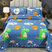 恐龙乐园 48cm*74cm花边枕皮2只 冬季床单水晶绒盖毯印花床盖法兰绒毯夹棉防滑保暖加厚床单单双人