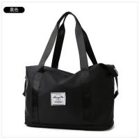 普通版一层扩容黑色 短途旅行包包女大容量轻便可双层扩容手提收纳健身便携行李出行包