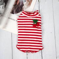 红色 XS(胸围30背长21&2-3斤) 猫咪小狗衣服泰迪狗狗宠物夏款春秋冬装款薄款条纹背心茶杯犬幼犬