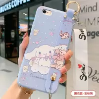 薰衣紫-玉桂狗+斜挎挂绳 苹果6plus手机壳玉桂狗iPhone6splus软硅胶i6p卡通a1699包边斜挎