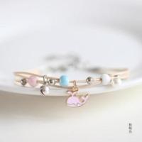 粉鲸鱼 手链女学生少女心韩版闺蜜手环二人可爱森系古风简约三人手绳礼物