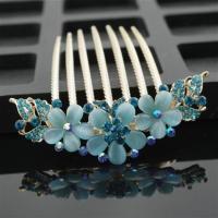蓝色+拉发器 韩国水钻发夹头饰发梳插梳盘发头饰品发饰女成人丸子头盘发器饰品