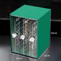 三抽首饰盒[孔雀绿] 耳环架子收纳盒首饰展示架挂项链耳钉耳饰孔雀绿防尘家用首饰盒子