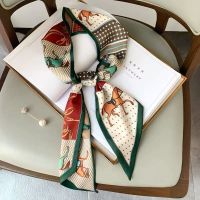 红绿赤马 14*145cm 细窄长条小丝巾韩版春秋款菱形洋气小围巾女百搭装饰领巾发带绑包