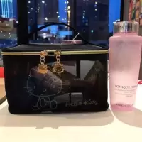黑色 HelloKitty网纱化妆包KT猫透明小方包透气大容量收纳洗漱包