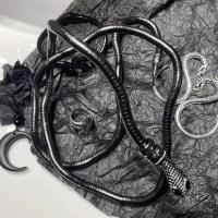 黑色蛇 可调节 黑暗土酷扭扭蛇约88厘米随意造型蛇形设计感项链项圈项链蛇