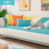 简爱-天蓝 45*45cm抱枕不含枕芯 冬季毛绒沙发垫子通用简约防滑布艺沙发套全包加厚灯芯绒沙发坐垫