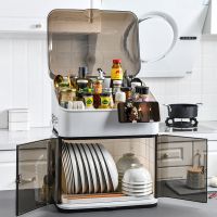 白色巨无霸款碗架+4格调料盒+菜板架 厨房碗架碗筷收纳盒放碗碟沥水装碗箱带盖餐盘厨具置物架塑料碗柜