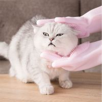 粉色款 单只(随机左右手) 宠物洗澡手套按摩泰迪撸猫神器刷子狗狗猫咪梳子搓澡防咬清洁用品