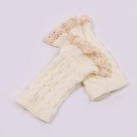 FM-白 均码 秋冬毛线保暖袜套女花边脚套韩版可爱堆堆袜蕾丝腿套脚套装饰靴套