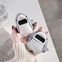 Air Pods 1 蠢萌小鲨鱼 可爱鲨鱼AirPods 1/2/3/Pro保护套硅胶i9/11/12蓝牙耳机套防摔软