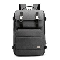 深灰色 商务双肩包男大容量短途出差旅行包17寸电脑包多功能旅游男士背包