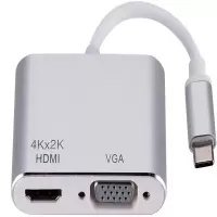 银色 TypeC转VGA拓展坞HDMI转换器手机转接显示器投影仪转接头苹果电脑