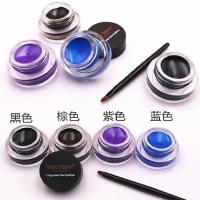 棕色 Music Flower彩色眼线膏棕色黑色蓝色紫色咖啡色眼线眼影膏带刷子