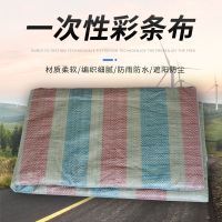 一次性普通单膜 2米*10米长 一次性普通单膜彩条布装修防尘防雨布工地施工铺地围挡防晒三色布