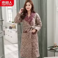 CZ1868 纯棉夹棉睡袍 M 睡袍女冬季加厚加长款三层珊瑚绒夹棉睡衣保暖吉荣冬天法兰绒浴袍