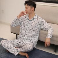 KZY-003兰 L 90-128斤穿 2021春秋季睡衣男长袖长裤韩版宽松秋冬青少年学生男士睡衣家居服