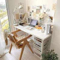 长80*宽40*高75[加厚桌面] 桌子卧室少女房间ins风简约书桌宿舍租房宜家同款白色电脑桌家用