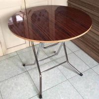 棕色0.9米纯圆形烤漆腿[便宜板材] 折叠桌子餐桌家用餐厅正方形6人可折叠大圆桌小户型简易8人吃饭桌