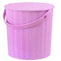 藤纹浅紫色 浴筐桶塑料桶手提水桶带盖加厚手提洗澡凳可坐收纳提浴桶 多功能