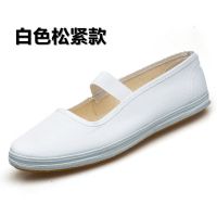 白色松紧款 偏大 160码内长15.5厘米 儿童小白鞋白布鞋舞蹈鞋校园演出鞋护士鞋白网鞋帆布鞋体操表演鞋