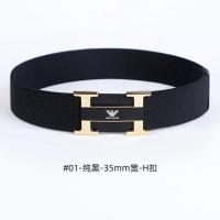 01纯黑35HH 25-26码 男士商务休闲皮带有弹力松紧带橡皮筋不勒肚腰带牛仔裤正装腰裤带