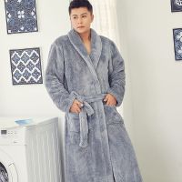 烟灰色 不分男女款 S 加长款 睡袍情侣珊瑚绒加厚冬季男加长款女睡衣法兰绒浴袍秋冬男士加大码