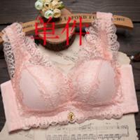 单件虾色 32A/70A 性感蕾丝背心式套装深v聚拢小胸罩厚杯薄款无钢圈女内衣大码套装