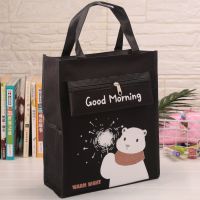 黑色小 防水加厚初中高中男生大号手提包装书手拎帆布袋学生手提袋拎书袋