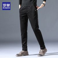 黑色 28 秋冬男士休闲裤秋季宽松直筒复古灯芯绒中青年秋装松紧裤子男