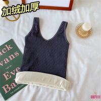 深灰#[加绒] M码[80-100斤] 加厚加绒保暖吊带背心女内搭紧身保暖内衣秋冬防寒打底无袖上衣