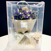 紫色勿忘我+情人草 干花包 满天星干花花束永生花香皂玫瑰花送女友圣诞节装礼物毕业装饰拍照