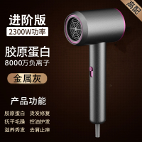 原装进口-8000万负离子-金属灰 [2300W]进阶版 柏莱登电吹风机家用大风力负离子护发发廊大功率静音吹风筒冷热风