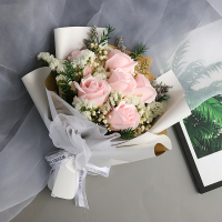 粉色玫瑰 +送手提袋 干花包 向日葵满天星木棉花干花花束香皂花送闺蜜创意女生生日礼物情人节